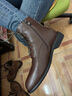 淺町頭層牛皮馬丁靴女英倫風(fēng)系帶女靴秋冬季短筒單靴粗跟短靴低跟皮靴 棕色 37 曬單實(shí)拍圖