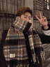 SOMUBAY美拉德復古圍巾男新款高級感流蘇格子秋冬加長(cháng)加厚保暖圍脖女禮物 美拉德咖色 曬單實(shí)拍圖