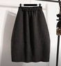 蘑菇同學(xué)大碼毛呢花苞半身裙女秋冬胖mm梨形身材遮胯顯瘦中長(cháng)款a字燈籠裙 灰色 L 建議115-130斤 曬單實(shí)拍圖