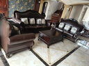 帕芭莎（PABUSIOR）美式真皮沙發(fā)實(shí)木頭層牛皮沙發(fā)組合客廳家具歐式黑胡桃木別墅沙發(fā) 單人+雙人+三人+茶幾+電視柜 豪華版+國產(chǎn)牛皮【耐用10年】 曬單實(shí)拍圖