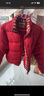 江南先生NewJNXS新年學(xué)院風(fēng)立領(lǐng)拼接格子加厚紅色棉服防風(fēng)袖寬松棉衣 巖漿紅 S 曬單實(shí)拍圖