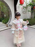 玫初莎拜年服女童漢服連衣裙冬裝加絨加厚仙女孩古裝冬款兒童套裝裙子 H188香檳色夾棉+發(fā)夾+毛領(lǐng) 加厚 120 【建議身高115cm左右】 曬單實(shí)拍圖