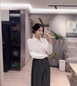 韓曼柯（HANMANKE）白色襯衫女長(cháng)袖商務(wù)職業(yè)正裝女士日常休閑襯衣抗皺免燙內搭單上衣 曬單實(shí)拍圖