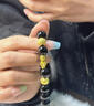 中國黃金（CHINA GOLD）貔貅黃金手鏈男士足金招財黑曜石皮丘手串?huà)D女節禮物送男友老公 10mm黑曜石【八方來(lái)財】約3.9g 曬單實(shí)拍圖