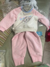 迪士尼寶寶（Disney Baby）童裝兒童加絨套裝男女童半高領(lǐng)衛衣衛褲中小童保暖套冬 粉色 100 曬單實(shí)拍圖