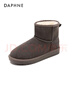 達芙妮加絨雪地靴女2025冬季新款加厚棉鞋保暖女鞋平底牛皮短靴子 曬單實(shí)拍圖