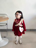 G.duck女童冬季加絨新中式紅色拜年服連衣裙女寶寶秋冬保暖中國風(fēng)公主裙 紅色(送包包) 90 cm （建議80-90cm1-2周歲） 曬單實(shí)拍圖