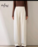 伊芙麗（eifini）蔣欣代言醋酸針織松緊腰百搭休閑褲冬季新款厚實(shí)直筒拖地褲 燕麥色小個(gè)子版 S /155/60A/ 曬單實(shí)拍圖