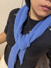 小野七天圍巾女牛角巾三角小披肩ins風(fēng)針織小方巾學(xué)生保暖圍脖外搭假帽子 藍色 曬單實(shí)拍圖