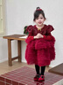 G.duck小黃鴨童裝女童小香風(fēng)亮片網(wǎng)紗蛋糕裙兒童公主裙冬女孩加絨連衣裙 紅色加絨小香風(fēng) 90 cm 曬單實(shí)拍圖
