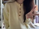 LDBE復古奶黃色圓領(lǐng)套頭毛衣女2026秋冬新款慵懶寬松休閑長(cháng)袖針織上衣 黃色 均碼 80-130斤 曬單實(shí)拍圖