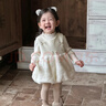 G.duck寶寶秋裝套裝小公主連衣裙周歲女寶禮服甜美上衣裙子秋季嬰兒衣服 白色連衣裙+白色毛衣 兩件套 100 cm 曬單實(shí)拍圖