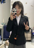 韓曼柯（HANMANKE）西裝套裝女黑色西服兩件套修身小西裝外套日常通勤面試職業(yè)正裝 曬單實(shí)拍圖