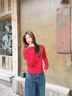 森馬（Semir）商場(chǎng)同款|騏驥紅色毛衣女2026新款細絞花學(xué)院風(fēng)修身圓領(lǐng)miu系上衣 【新年鴻運】中國紅60669 M 曬單實(shí)拍圖