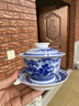 玖廷景德鎮手工手繪山水青花瓷大號不燙手三才蓋碗功夫茶具陶瓷泡茶碗 山水內繪大蓋碗 曬單實(shí)拍圖