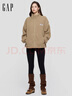 蓋璞（GAP）女裝2025秋季新款貼布繡logo仿羊羔絨寬松拉鏈立領(lǐng)外套 卡其色 M (165/88A)亞洲尺碼【偏大,建議拍小一碼】 曬單實(shí)拍圖
