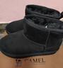 駱駝（CAMEL）雪地靴女百搭舒適暖絨平跟套筒保暖靴 L23W275157 黑色 39  曬單實(shí)拍圖