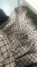 UNIFREE假兩件長(cháng)袖格紋連衣裙磨毛復古游牧風(fēng)韓系收腰蓬蓬短裙子 棕色 L 曬單實(shí)拍圖