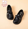 富羅迷女童皮鞋小香風(fēng)軟底公主單鞋兒童黑色洋氣演出鞋 黑色 33  曬單實(shí)拍圖