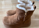 卓詩(shī)尼加絨加厚雪地棉鞋女2025新款冬季休閑平底女鞋保暖防滑短靴 駝色 【加絨厚底4cm】 37 曬單實(shí)拍圖