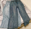 RAJKPOOR高端垂感闊腿牛仔褲女2025秋季新品復古寬松輕奢燙鉆九分直筒褲子 淺藍色-九分褲-贈腰帶 S /建議85-95斤 曬單實(shí)拍圖