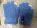 牧萌兒童手套秋冬季男女童保暖全指手套寶寶小學(xué)生男孩針織手套 藍色 曬單實(shí)拍圖