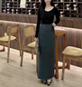 卡詩(shī)茉/羊毛半身裙女2025秋冬新款高腰百搭直筒裙長(cháng)款顯瘦a字裙 高級灰 秋冬款 M 曬單實(shí)拍圖