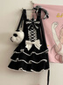 TO ALICE【To Alice】熊之原創(chuàng  )lolita古早昭和蛋糕三層裙擺背帶裙襯衫套裝 C8637黑色背帶裙 S 曬單實(shí)拍圖