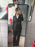 訫噯逸衫西裝套裝女春秋新款氣質(zhì)面試正裝高級感工作服顯瘦職業(yè)西服外套 黑色西裝+微喇褲+白色V領(lǐng)襯衫 S 曬單實(shí)拍圖