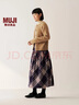 MUJI女式 法蘭絨 抽褶裙 長(cháng)半身裙 女 裙子 女裝 25年冬季 BE1D1C5A 藏青色格紋 M 曬單實(shí)拍圖