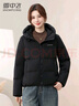 雪中飛羽絨服女短款小個(gè)子冬裝外套2025新款加厚保暖時(shí)尚簡(jiǎn)約百搭防寒服 黑色 L (165) 【推薦105-120斤】 曬單實(shí)拍圖