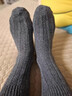 莫代爾羊毛襪子男款秋冬季中筒襪抗菌防臭吸汗加厚保暖冬天灰色男士長(cháng)襪 駝色+深咖+藏青+深麻灰 共 4雙 均碼 39-44羊毛保暖/加厚更 曬單實(shí)拍圖