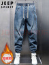 JEEP SPIRIT吉普牛仔褲男秋冬季美式復古哈倫褲子男束腳長(cháng)褲 復古藍加絨 3XL 曬單實(shí)拍圖