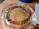 石玥珠寶寶石級彩虹碧璽手串本命年轉運珠天然水晶手鏈男女士款 6-7mm 曬單實(shí)拍圖