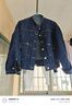 Halo Queen牛仔短外套女復古毛邊口袋單排扣時(shí)尚百搭牛仔外套新品H143U5002 曬單實(shí)拍圖
