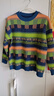 恒源祥羊毛衫女2025秋冬季提花條紋綠色毛衣女士寬松外穿拼色羊絨打底衫 綠色 均碼 建議80-150斤 曬單實(shí)拍圖