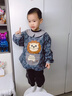JCZS日本品質(zhì)寶寶長(cháng)袖罩衣燈芯絨幼兒園男兒童吃飯圍裙防水防污反穿衣 深色字母獅(綁帶) 90碼 曬單實(shí)拍圖