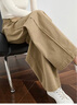 FAESSLIN卡其色燈芯絨闊腿褲女秋季直筒高個(gè)子加長(cháng)休閑鐮刀香蕉褲 曬單實(shí)拍圖