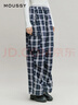moussy 2026早春新品復古工裝風(fēng)大口袋格紋闊腿長(cháng)褲028IAA31-1035 025花紋黑色 M 曬單實(shí)拍圖