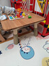 Aooboy兒童學(xué)習桌書(shū)桌實(shí)木寶寶閱讀小方桌繪畫(huà)桌子幼兒園游戲桌椅 夢(mèng)想桌+精靈椅（灰色乳膠墊） 紅橡 曬單實(shí)拍圖