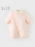 戴維貝拉（DAVE＆BELLA）新生兒夾棉連體衣女寶寶百天衣服冬裝新款初生嬰兒外出服幼童爬服 粉底印花【現貨】 73cm （建議身高66-73cm） 曬單實(shí)拍圖