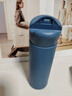 隨手塑玻杯手機支架玻璃杯防燙泡茶杯子簡(jiǎn)約辦公防摔便攜式水杯 藍色 400ml 曬單實(shí)拍圖