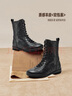 Bata拳擊靴女2025冬季商場(chǎng)新款休閑羊皮百搭時(shí)裝靴ACC43DZ5 黑色-絨里 38 曬單實(shí)拍圖