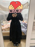茵曼（INMAN）2025秋冬女裝新款復古半高領(lǐng)磨毛黑色連衣裙顯瘦長(cháng)袖長(cháng)裙子  午夜黑 XL 曬單實(shí)拍圖