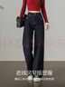 韓都衣舍【不易掉色】直筒牛仔褲女2025新款春秋老錢(qián)風(fēng)窄版顯瘦彈力褲子 曬單實(shí)拍圖