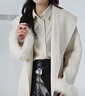 UR2025冬季新款女裝魅力翻領(lǐng)系帶毛絨呢料外套大衣UWG150171 米白 S 曬單實(shí)拍圖