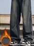 JEEP SPIRIT吉普牛仔褲男闊腿直筒休閑褲子男士冬季加厚保暖美式長(cháng)褲 曬單實(shí)拍圖