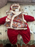 寶寶抓周唐裝國風(fēng)加厚禮服連體衣嬰兒周歲套裝喜慶拜年冬季加絨厚 紅色-A-6錦上添花三件套 73 曬單實(shí)拍圖
