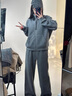 VEGA CHANG【灰絨漫步】羊毛連帽衛衣女2025新款冬季休閑百搭套裝 格雷灰加絨(上裝+下裝) S 曬單實(shí)拍圖