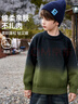 ASK JUNIOR童裝兒童毛衣冬裝男童套頭毛衫中大童漸變套頭針織衫 墨綠色 150 曬單實(shí)拍圖